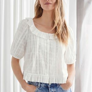 & other stories scoop neck ruffle top